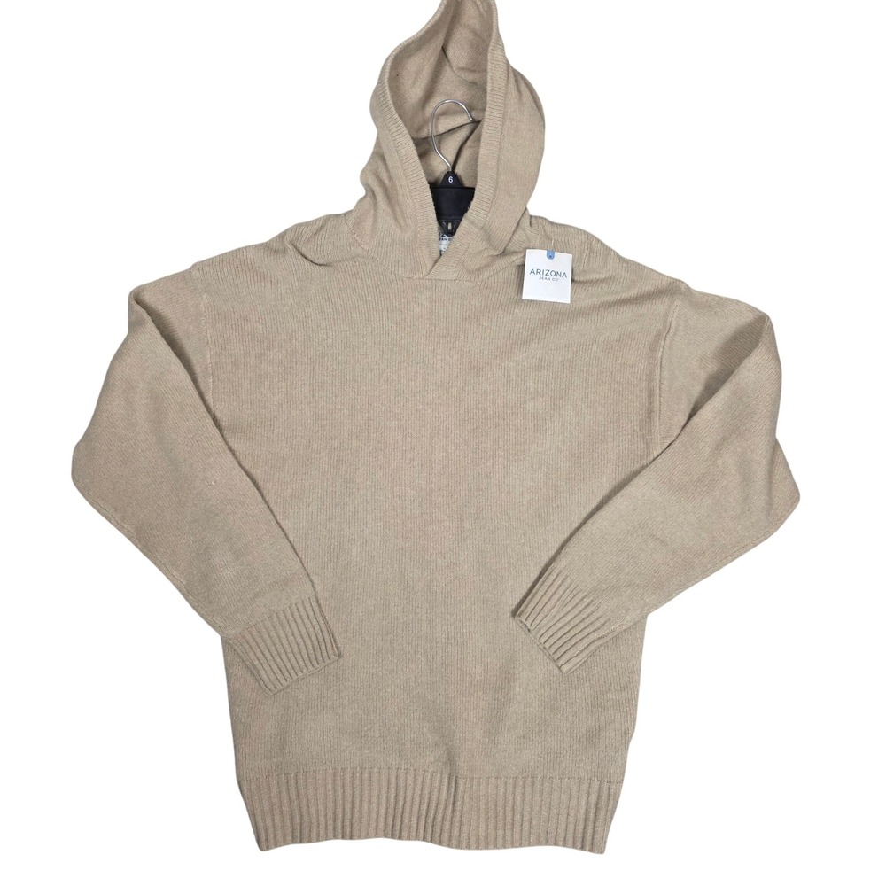 Arizona Jean Co Womens Oversized Knit Hoodie Beige Pullover Sweater Size S‎